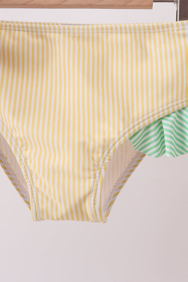 Pink Stripe Ruffle 2 pc Swimsuit For Girls