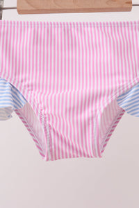Blue stripe ruffle rashguard set