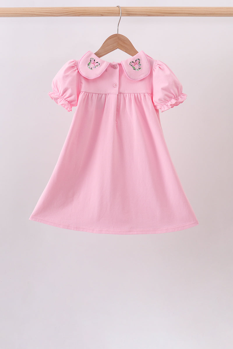 Pink Floral Embroidery Dress