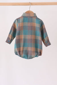 Teal Plaid Button Down Bubble - The Palm Beach Baby
