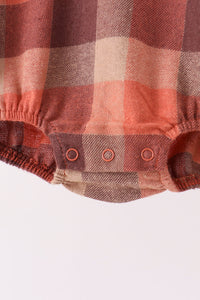Rust Plaid Button Down Bubble - The Palm Beach Baby