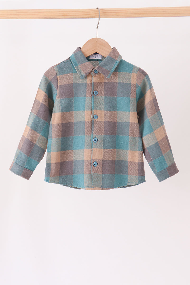 Teal Plaid Button Down Shirt - The Palm Beach Baby