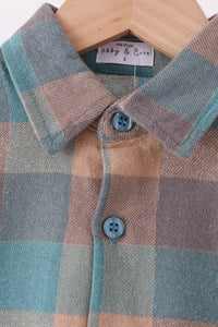 Teal Plaid Button Down Shirt - The Palm Beach Baby