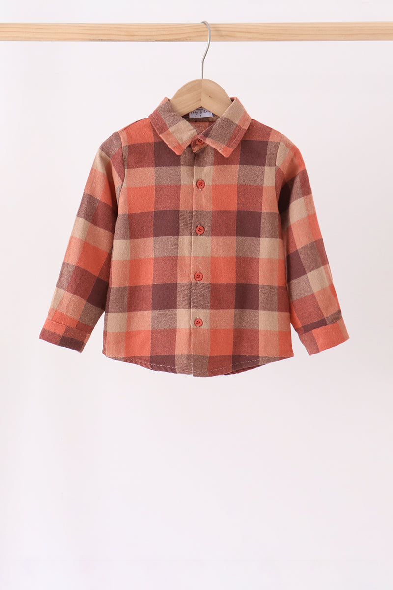 Rust Plaid Button Down Shirt - The Palm Beach Baby