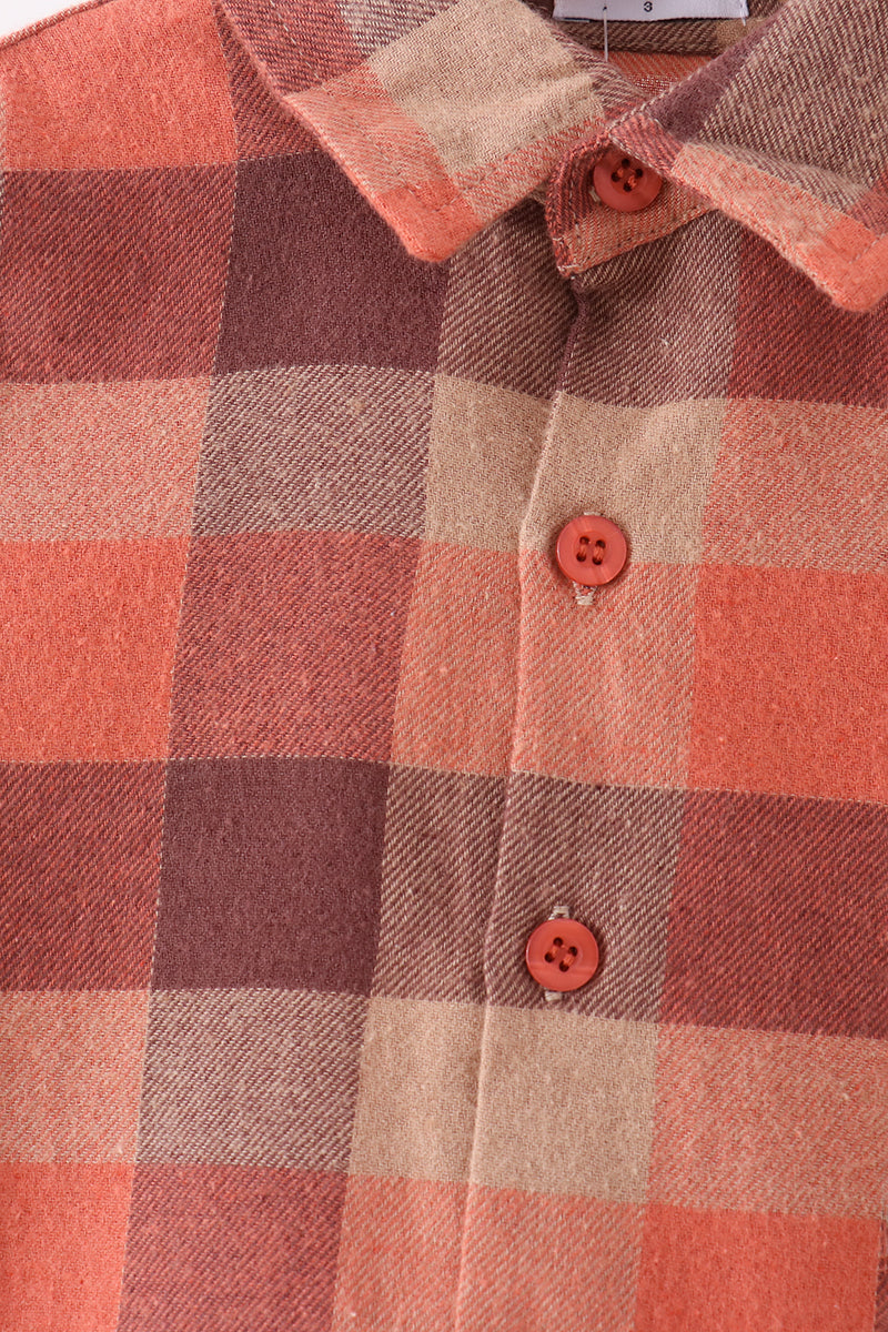 Rust Plaid Button Down Shirt - The Palm Beach Baby