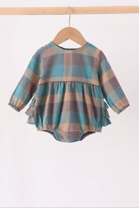 Teal Plaid Ruffle Bubble - The Palm Beach Baby