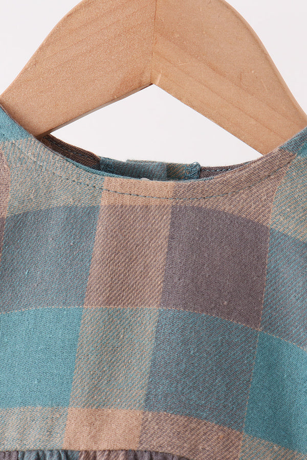 Teal Plaid Ruffle Bubble - The Palm Beach Baby