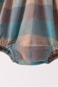 Teal Plaid Ruffle Bubble - The Palm Beach Baby