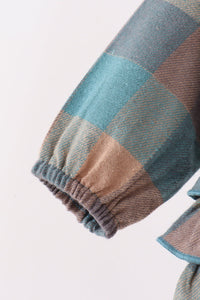 Teal Plaid Ruffle Bubble - The Palm Beach Baby
