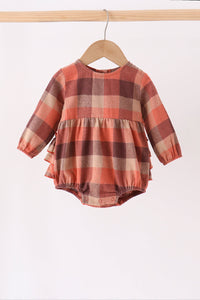 Rust Plaid Ruffle Bubble - The Palm Beach Baby