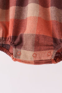 Rust Plaid Ruffle Bubble - The Palm Beach Baby