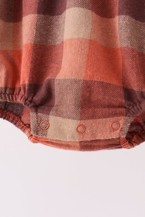 Rust Plaid Ruffle Bubble - The Palm Beach Baby