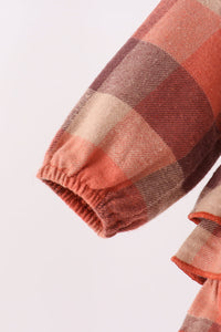 Rust Plaid Ruffle Bubble - The Palm Beach Baby