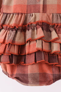 Rust Plaid Ruffle Bubble - The Palm Beach Baby