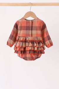 Rust Plaid Ruffle Bubble - The Palm Beach Baby