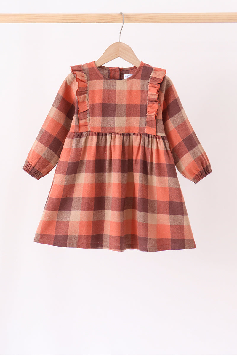 Rust Plaid Ruffle Dress - The Palm Beach Baby