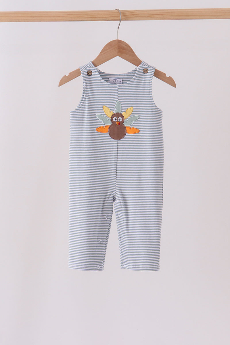 Sage Turkey Embroidered Stripe Jon Jon - The Palm Beach Baby