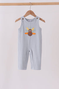 Sage Turkey Embroidered Stripe Jon Jon - The Palm Beach Baby