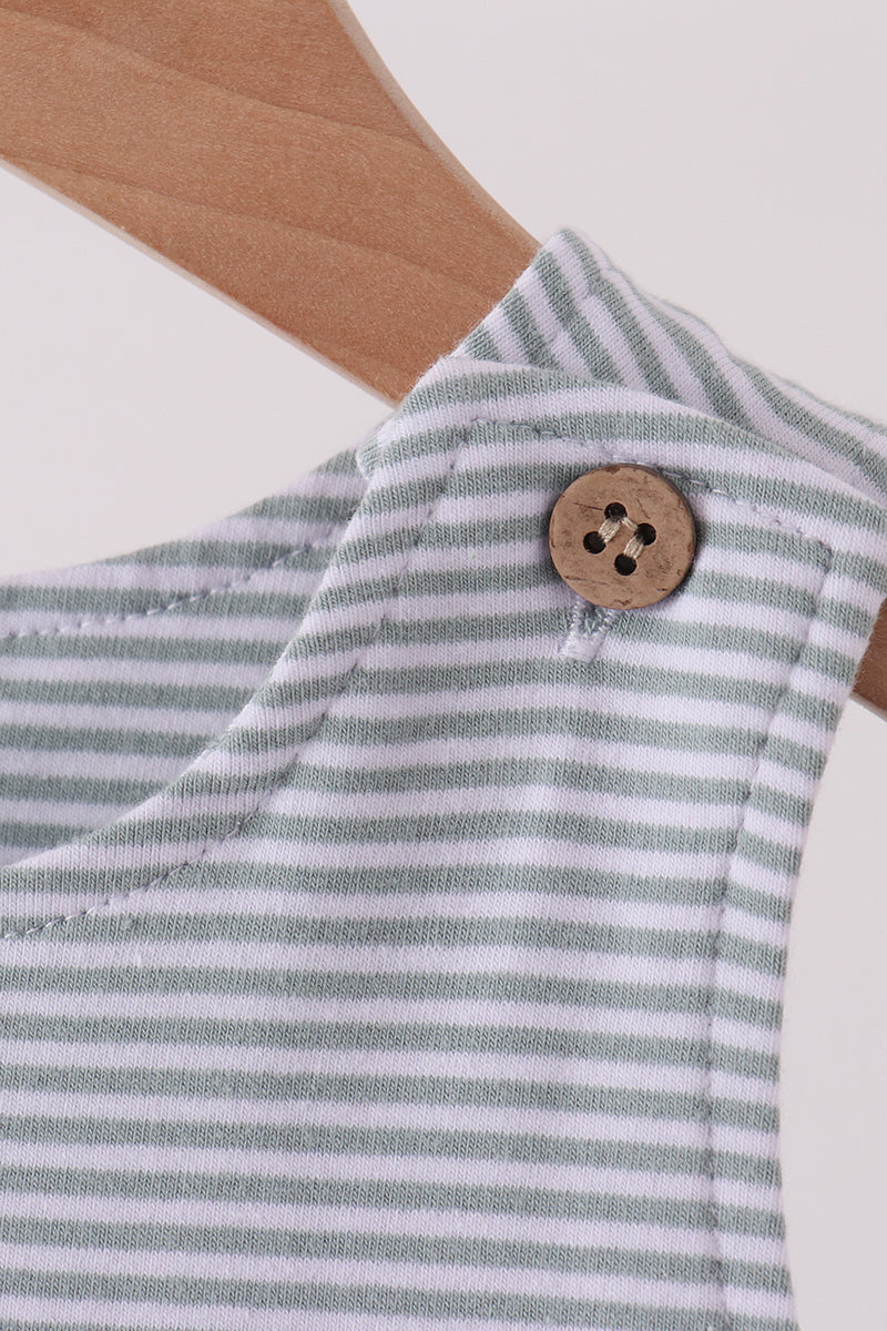 Sage Turkey Embroidered Stripe Jon Jon - The Palm Beach Baby