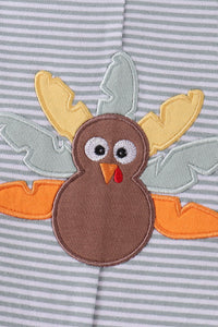 Sage Turkey Embroidered Stripe Jon Jon - The Palm Beach Baby