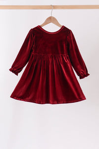 Maroon velvet bow dress - The Palm Beach Baby