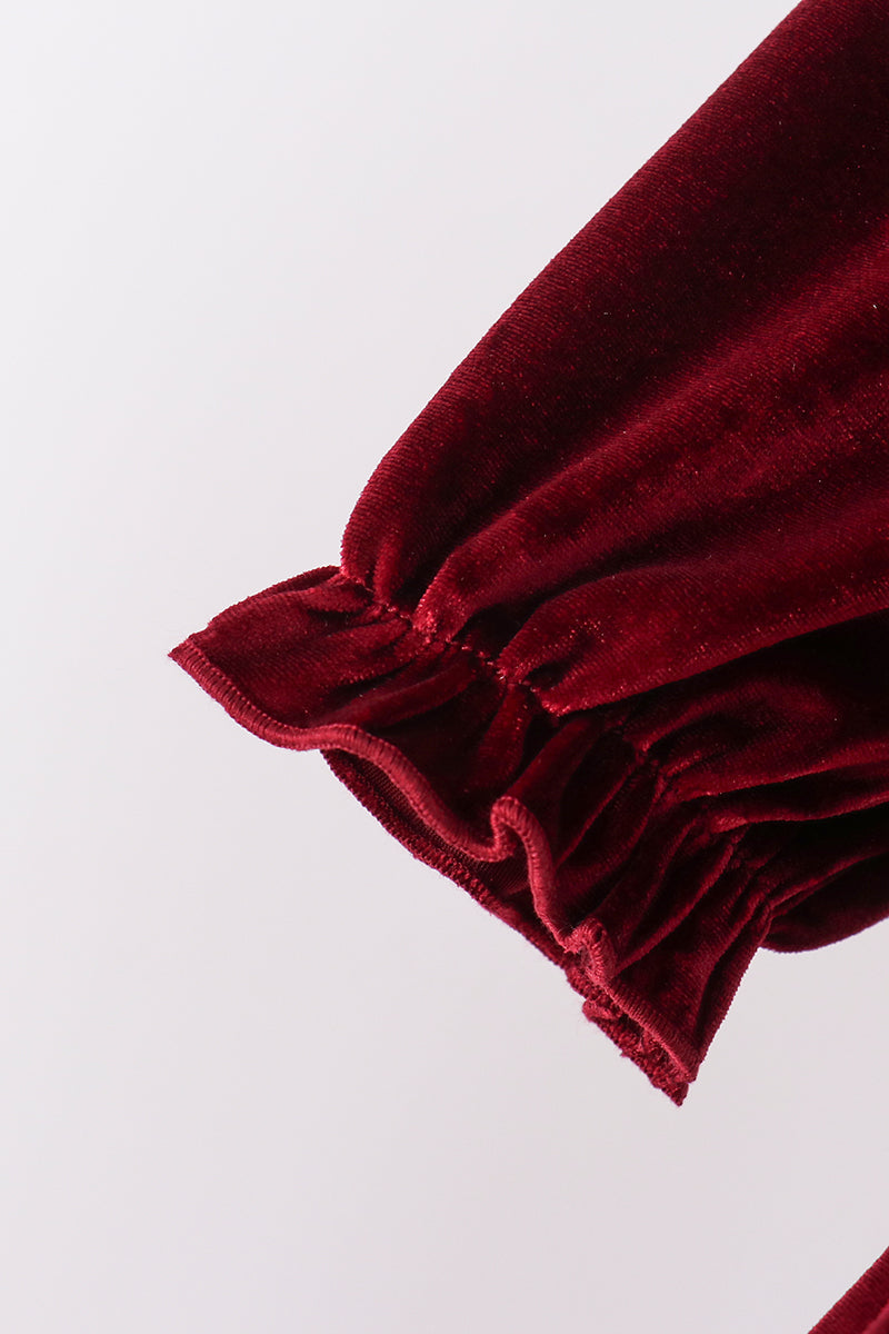 Maroon velvet bow dress - The Palm Beach Baby