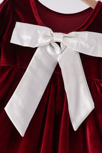 Maroon velvet bow dress - The Palm Beach Baby