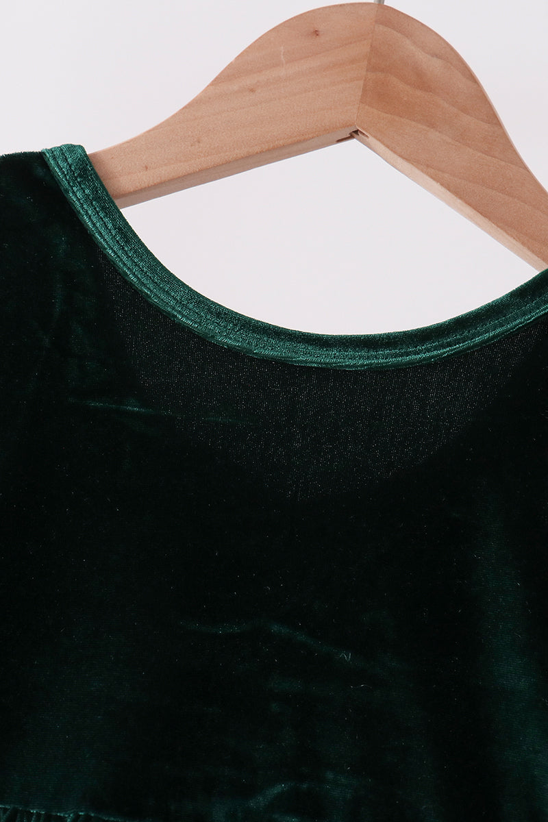 Green Velvet Bow Dress - Soft and Comfortable for Girls - The Palm Beach Baby