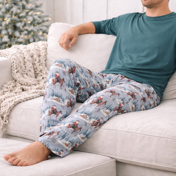 Adult Bamboo Pajama Pants - Cowboy Christmas Western - The Palm Beach Baby