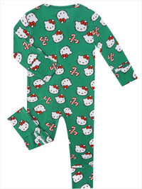 PoshTOT Sanrio Kitty Green Bamboo Baby Convertible Zippy Romper - The Palm Beach Baby