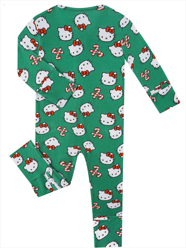 PoshTOT Sanrio Kitty Green Bamboo Baby Convertible Zippy Romper