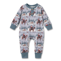 Cowboy Christmas Henley Romper - Bamboo Babywear - The Palm Beach Baby