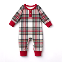 Baby Christmas Plaid Henley Bamboo Romper - The Palm Beach Baby