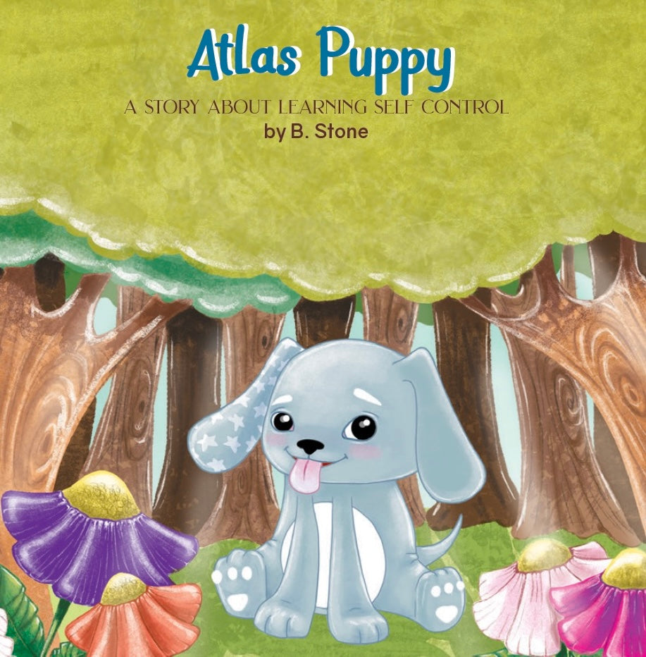 Cover of Atlas Puppy Board Book featuring Atlas the Puppy, colorful illustrations that attract young readers to a heartwarming story about friendship and adventure.