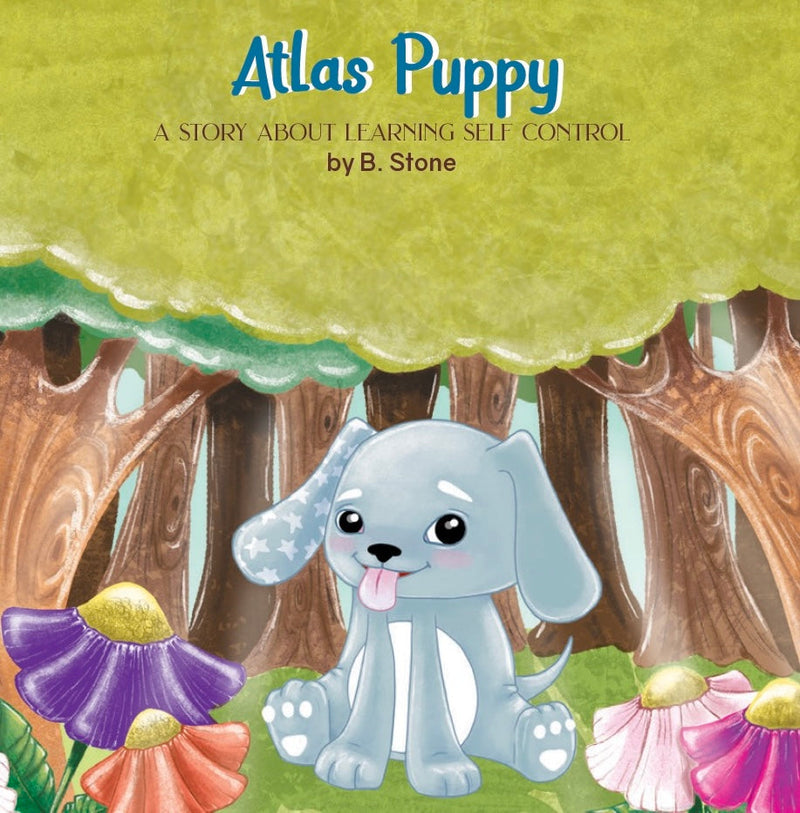 Cover of Atlas Puppy Board Book featuring Atlas the Puppy, colorful illustrations that attract young readers to a heartwarming story about friendship and adventure.