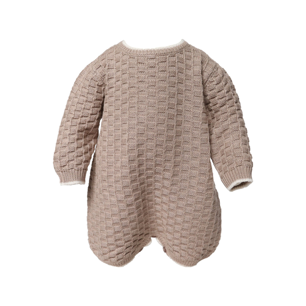 Baby Basketweave Knit Romper — Taupe