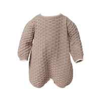 Baby Basketweave Knit Romper — Taupe