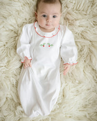 Newborn Christmas Day Gown — Holly Embroidery
