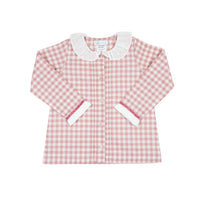 Girls Pink Gingham Blouse with Ruffle Collar