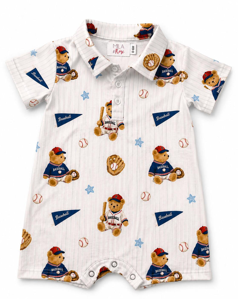 Baseball Bears Polo Shorty One-Piece - The Palm Beach Baby Mila & Rose ®