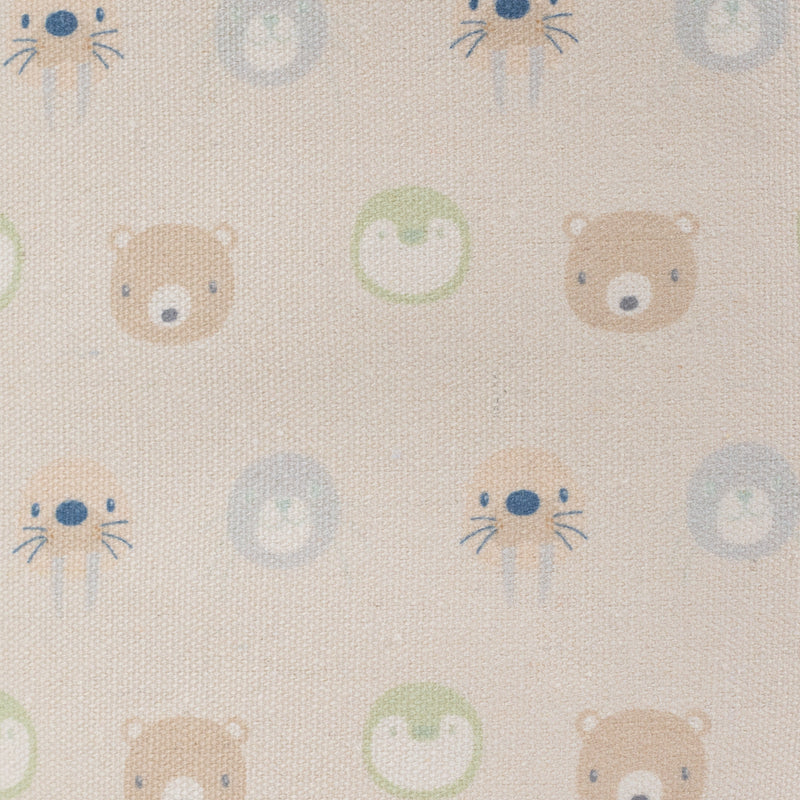 Image of the Sealy Baby Soft Storage in Beige Animal Faces design, featuring playful bear and animal patterns on a soft fabric background, perfect for organizing baby toys and essentials in a nursery or playroom.