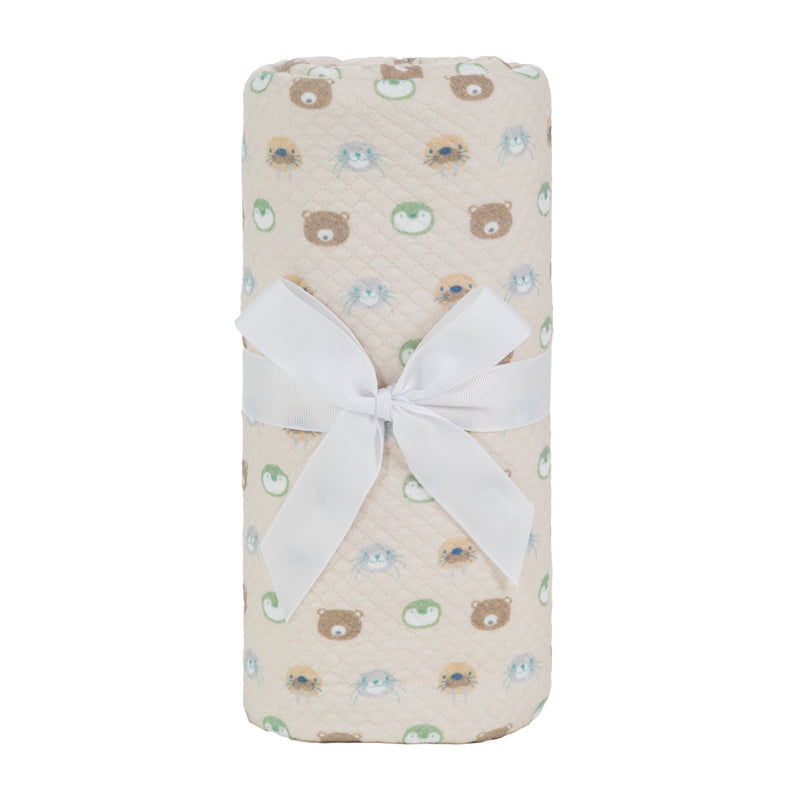 Sealy Baby Printed Knit Blanket - Beige Animal Faces
