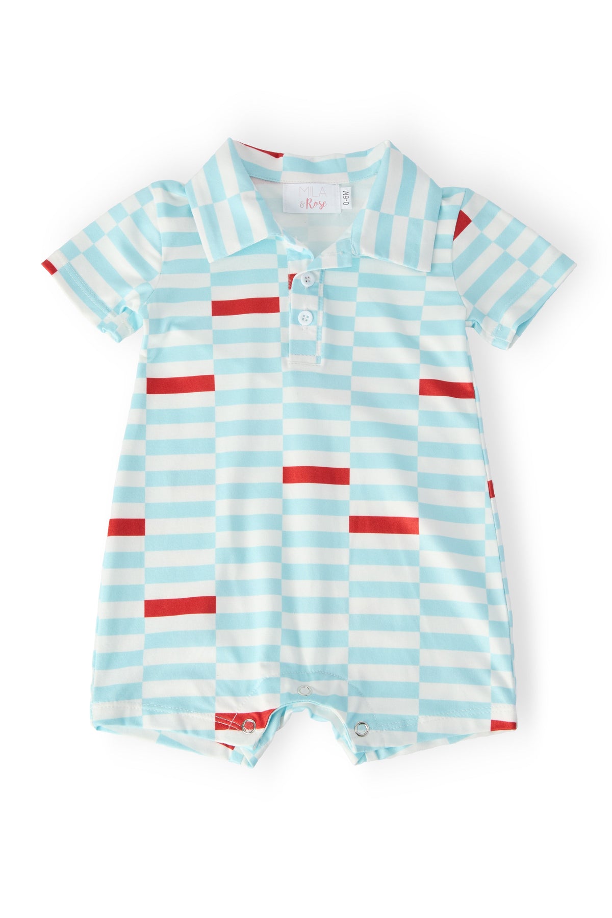 Block Party Polo Shorty One-Piece Romper for Boys - The Palm Beach Baby Mila & Rose ®