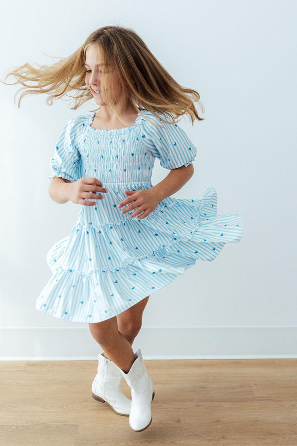 Blueberry Kisses Ruffled Smocked Dress for Little Girls - The Palm Beach Baby Mila & Rose ®