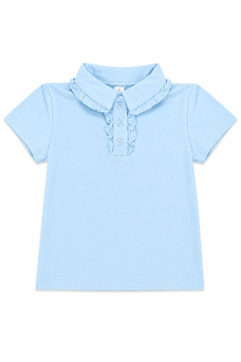Bluebird Short Sleeve Ruffle Polo - The Palm Beach Baby