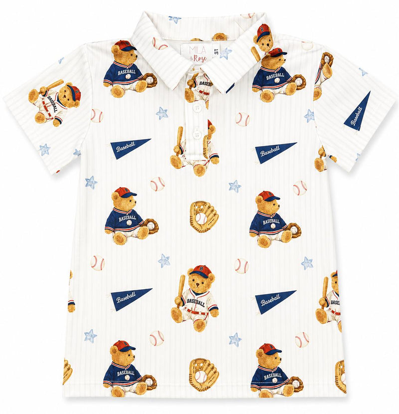 Boys Baseball Bears Short Sleeve Polo - The Palm Beach Baby Mila & Rose ®