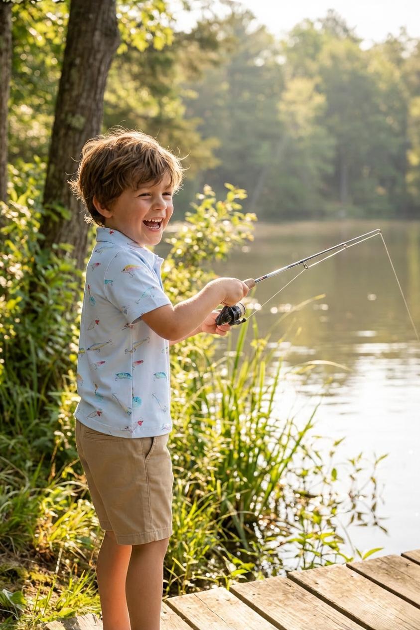 Boys Fish Hook S/S Polo - The Palm Beach Baby Mila & Rose ®
