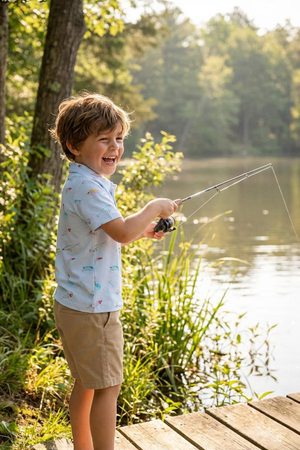 Boys Fish Hook S/S Polo - The Palm Beach Baby Mila & Rose ®