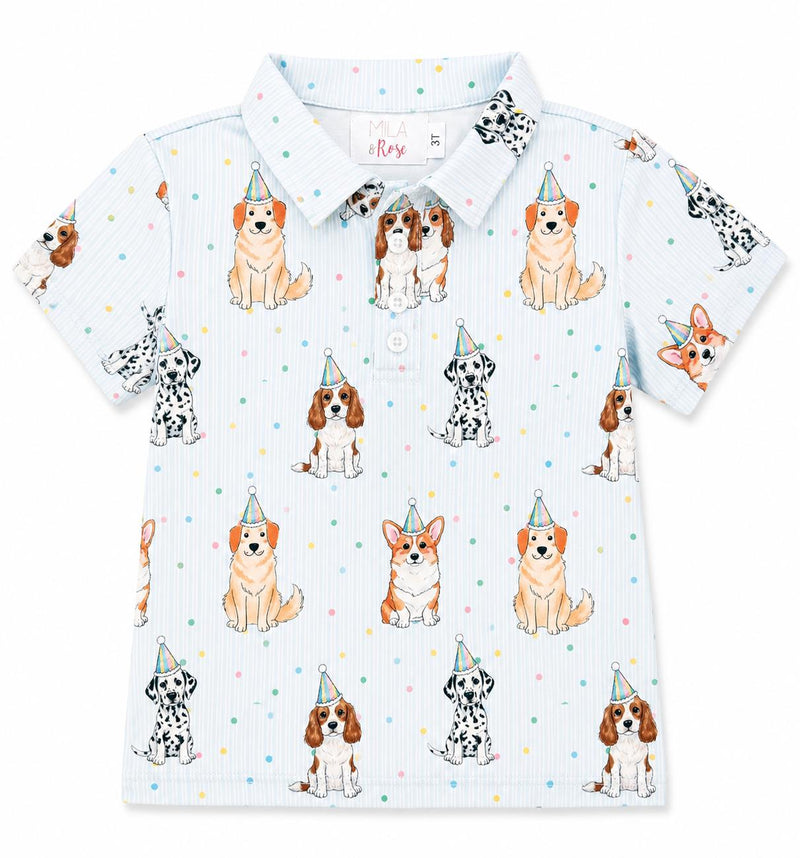 Boys Party Pups S/S Polo - The Palm Beach Baby Mila & Rose ®