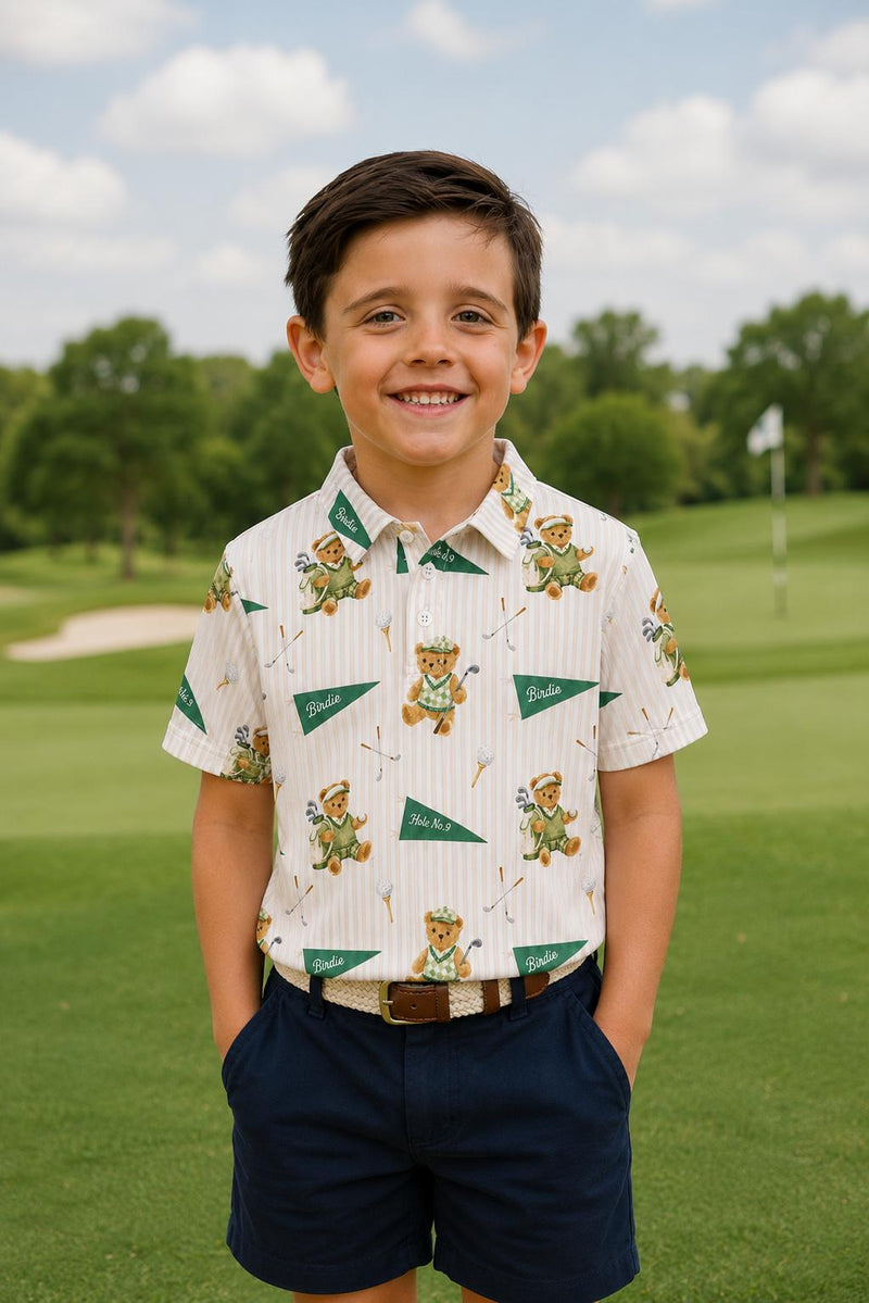 Boys Golfing Bears S/S Polo - The Palm Beach Baby Mila & Rose ®